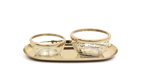 Schalenset für Nüsse | Messing, Glas |