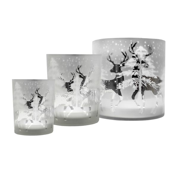 Windlicht Hirsch | white/silver L |