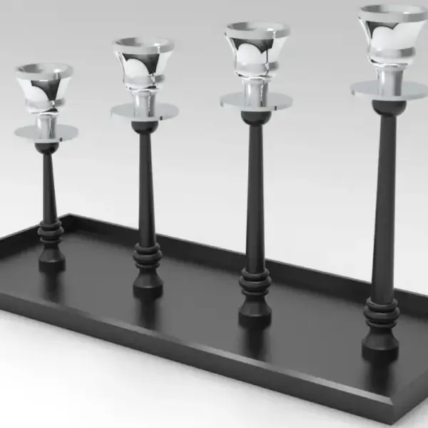 Tischkerzenleuchter 4er | schwarz/silber |