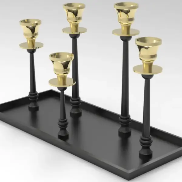 Tischkerzenleuchter 5er | schwarz/gold |