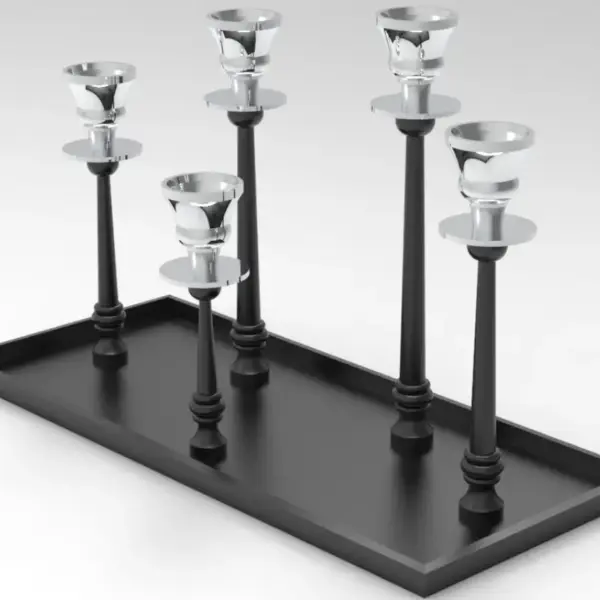 Tischkerzenleuchter 5er | schwarz/silber |