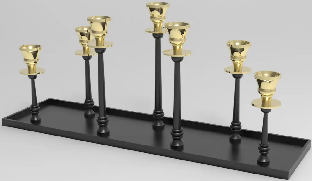 Tischkerzenleuchter 7er | schwarz/gold |