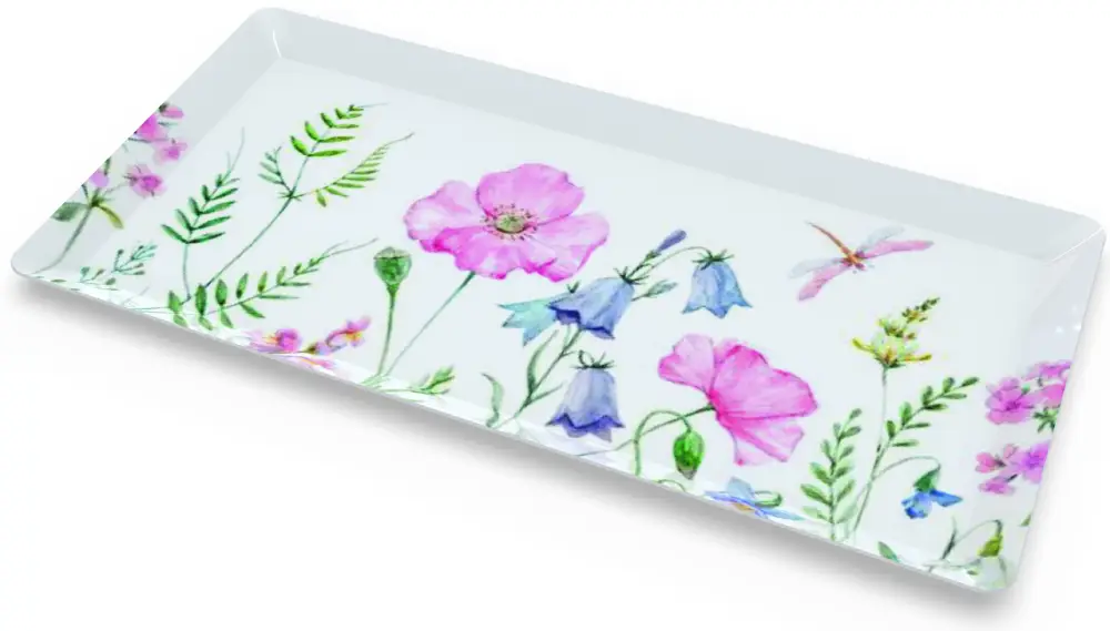 Tablett rechteckig klein, Blumenwiese