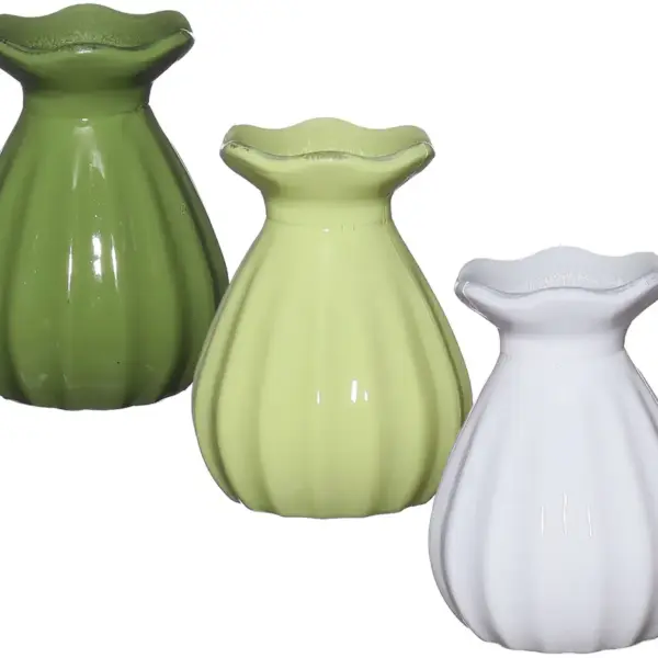 Vase Fleur grün 3fach sortiert | H9 cm D 7 cm | 12 Stück