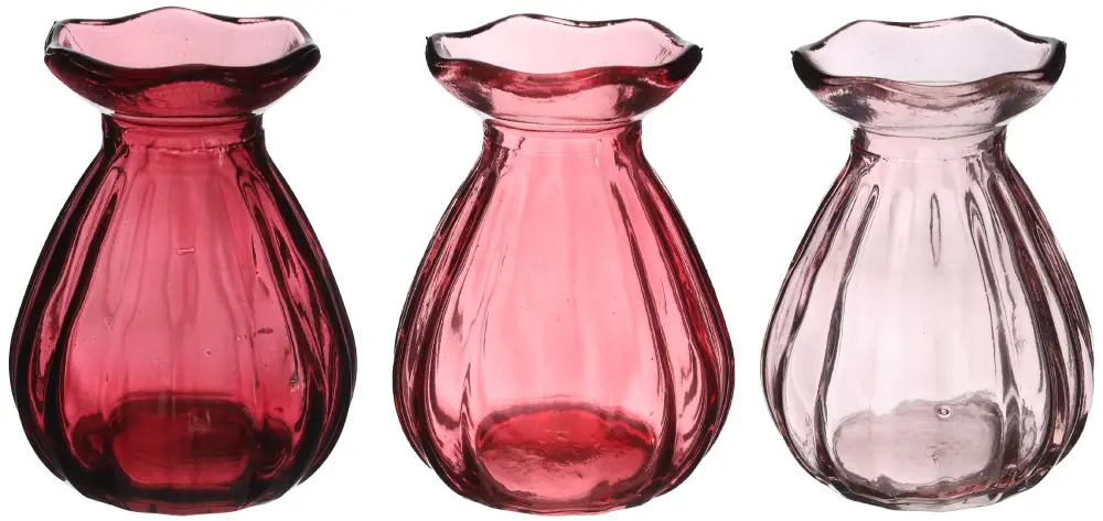 Vase Fleur klar farbig | Ø7 h.9 cm pink | 3fach sortiert