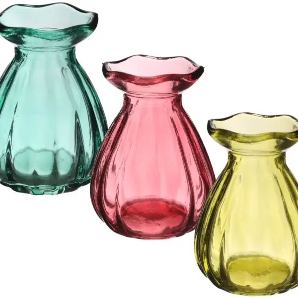 Vase Fleur klar Farbmix | Ø7 h.9 cm pink | 3fach sortiert