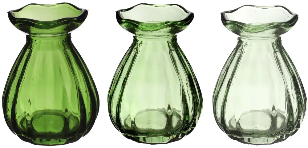 Vase Fleur klar farbig | Ø7 h.9 cm green | 3fach sortiert
