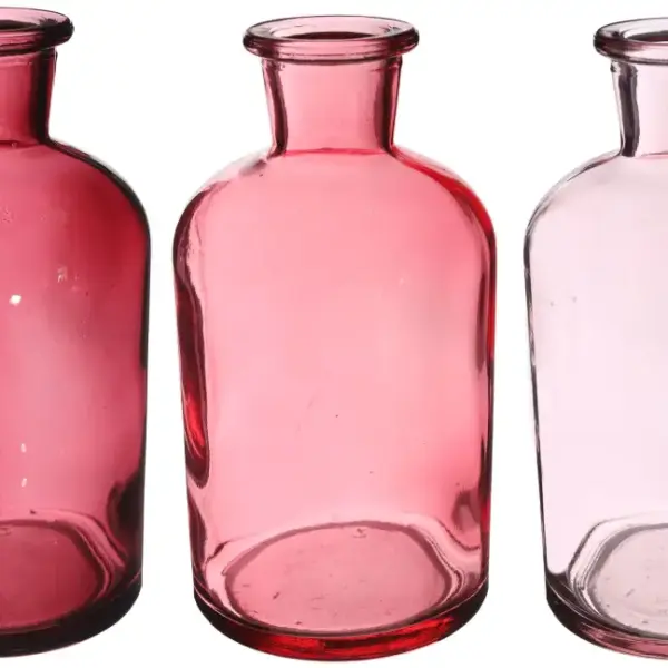 Vase Riga klar farbig | Ø7 h.12 cm pink | 3fach sortiert
