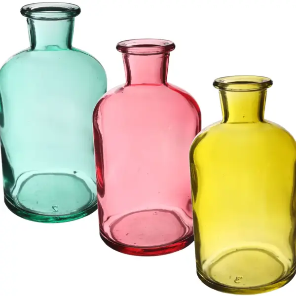 Vase Riga klar Farbmix | Ø7 h.12 cm pink | 3fach sortiert