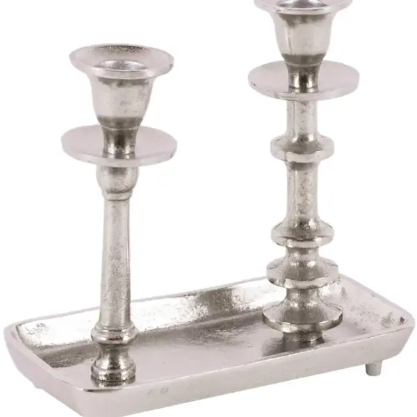 Tischkerzenleuchter 2er | Aluguss silber |