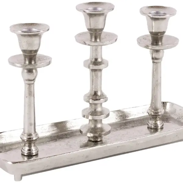 Tischkerzenleuchter 3er | Aluguss silber |