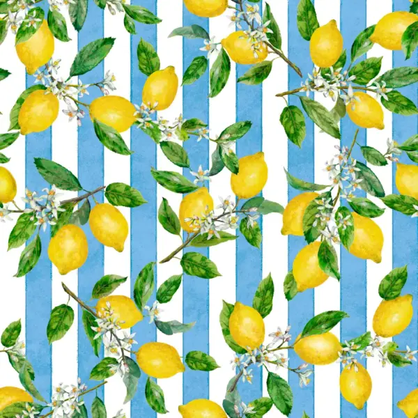 Kissen Zitronen blaue Streifen 40×60 Outdoor | 100% ACRYLIC (DRALON) + STAIN |