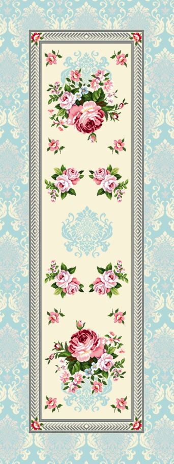 Läufer 40/100 | Gobelin Rosen blau | 75% PES/22% CO/3% Polyacryl