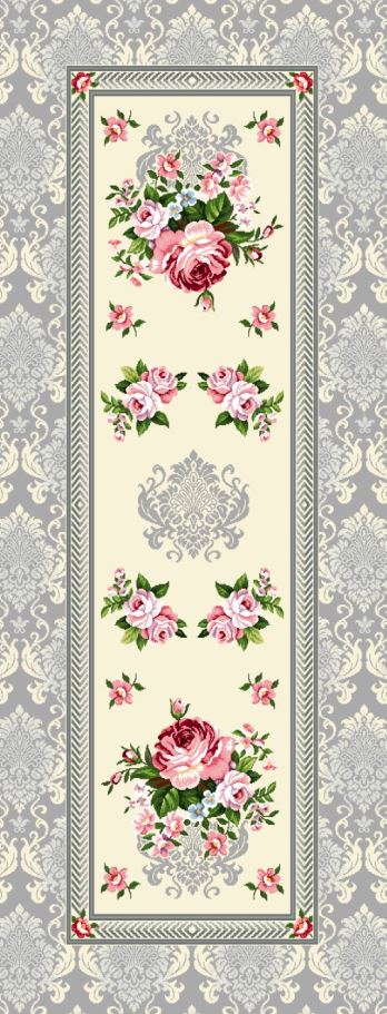 Läufer 40/100 | Gobelin Rosen grau | 75% PES/22% CO/3% Polyacryl