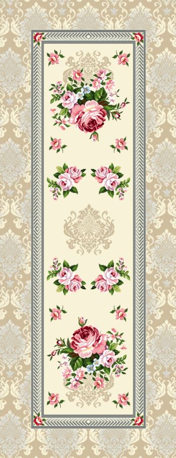 Läufer 40/100 | Gobelin Rosen creme | 75% PES/22% CO/3% Polyacryl