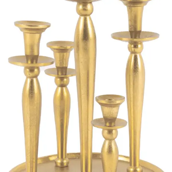 Tischkerzenleuchter rund 5er | Aluguss gold |