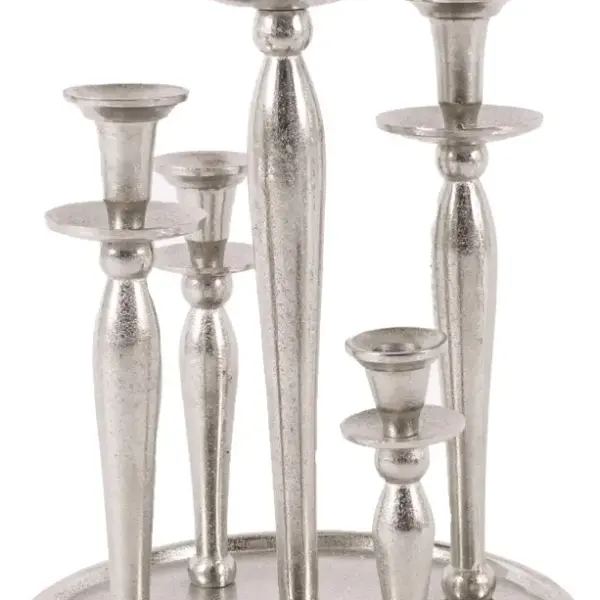 Tischkerzenleuchter rund 5er | Aluguss silber |