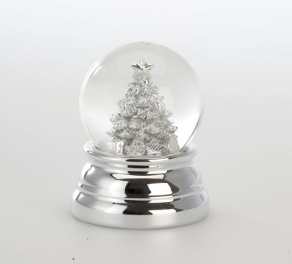 Schneekugel Tannenbaum | klein versilbert |