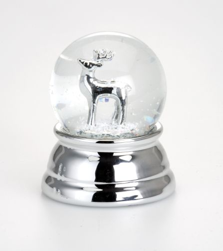 Schneekugel Rentier | klein versilbert |