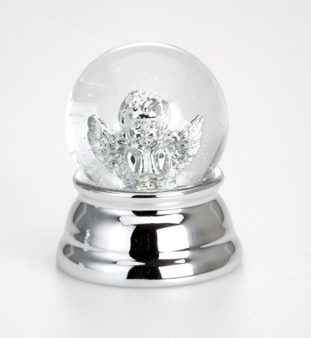 Schneekugel Engel | klein versilbert |