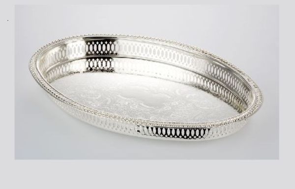 Galerietablett oval | versilbert |