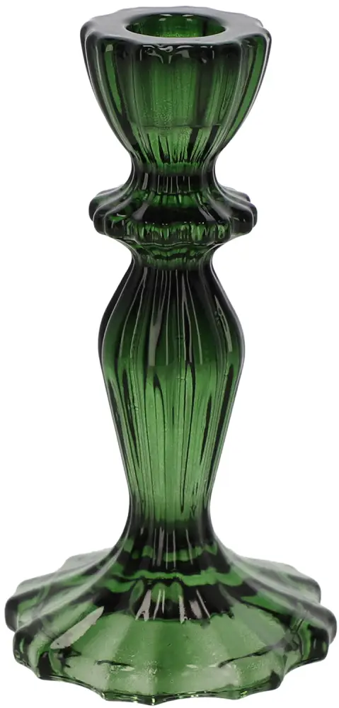 Kerzenleuchter dunkelgrün 15,5 cm | Glas |