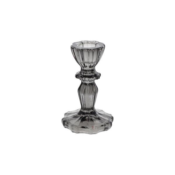 Kerzenleuchter grau 10,5 cm | Glas |
