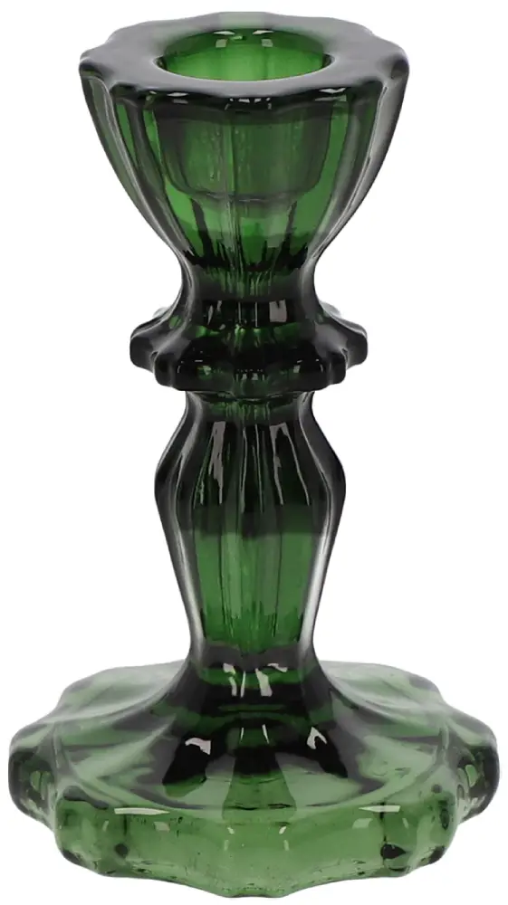 Kerzenleuchter dunkelgrün 10,5 cm | Glas |