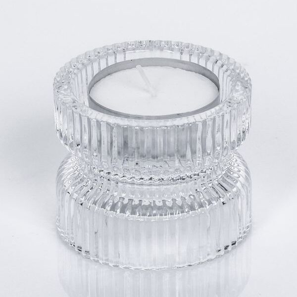 Kerzenleuchter zum wenden, Glas | für Maxiteelicht und Stumpenkerze Ø 8 cm |