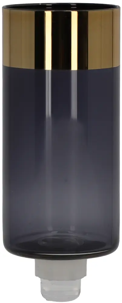 Glasaufsatz Zylinder L | grau, Goldrand |