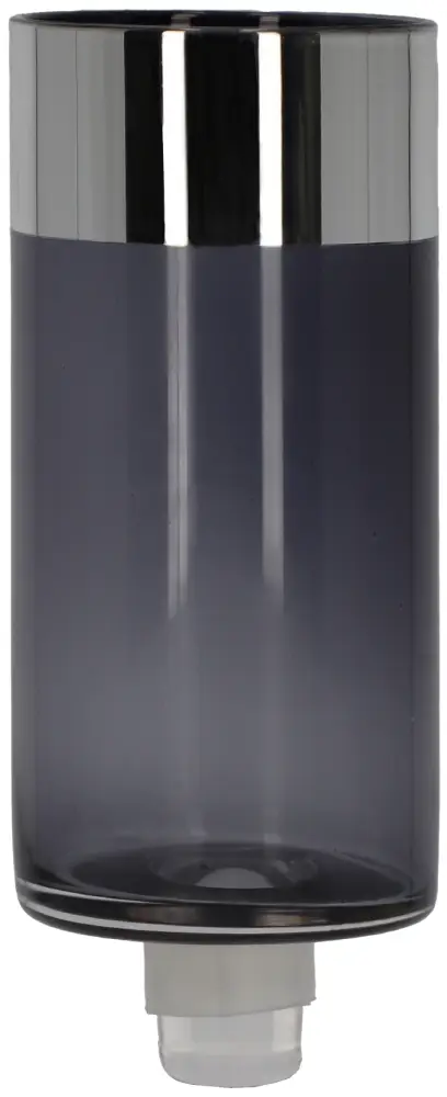 Glasaufsatz Zylinder L | grau, Silberrand |