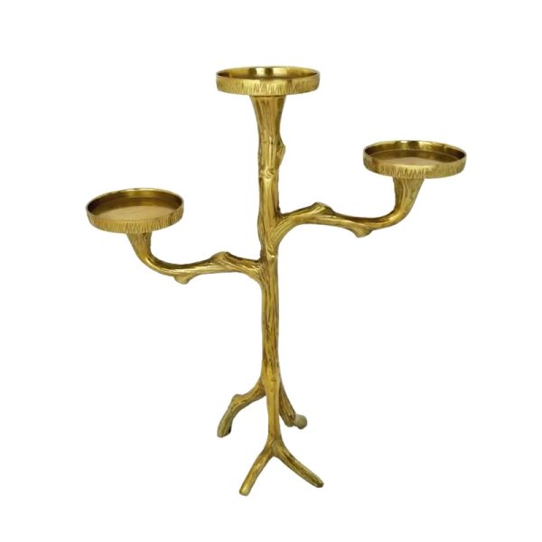 Kerzenleuchter 3arm | Aluguss gold |