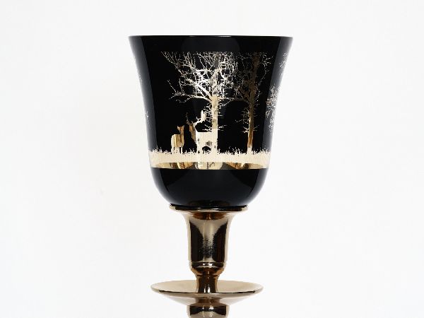 Glasaufsatz Hirsch | schwarz/gold |