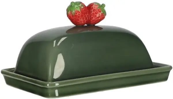 Butterdose, groß Erdbeeren | Porzellan |