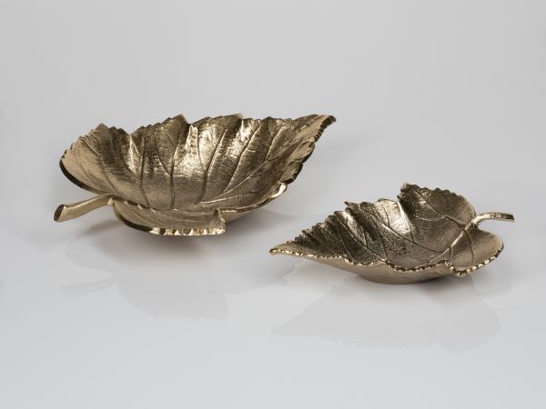 Blattschale groß | Aluguss gold |