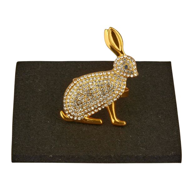 Serviettenring, Hase | Strass, gold |