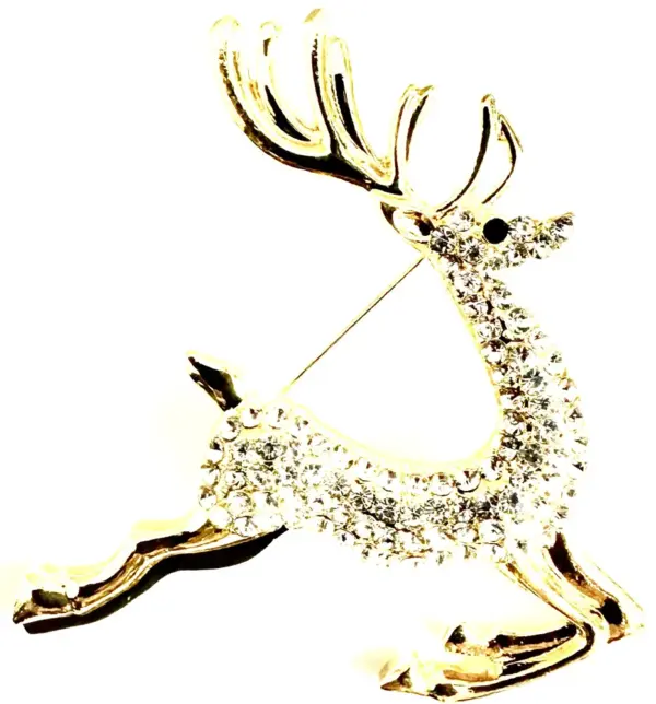Brosche Hirsch | gold Strass |