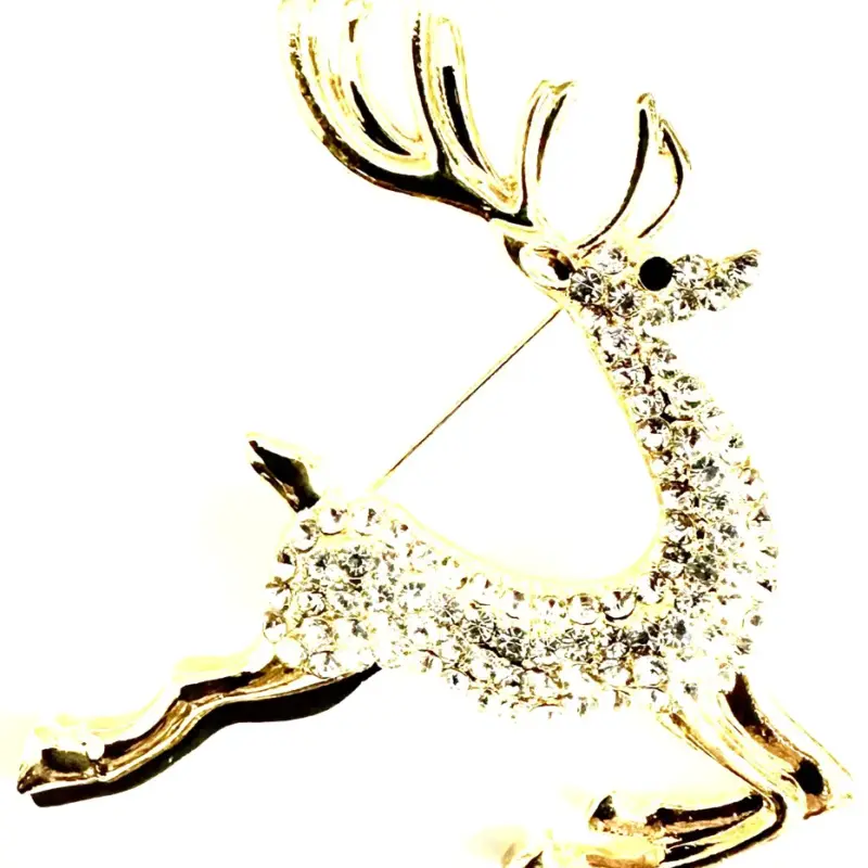 Brosche Hirsch | gold Strass |