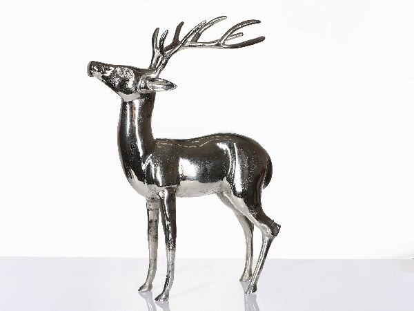 Hirsch Aluguss | silber H 69 cm |