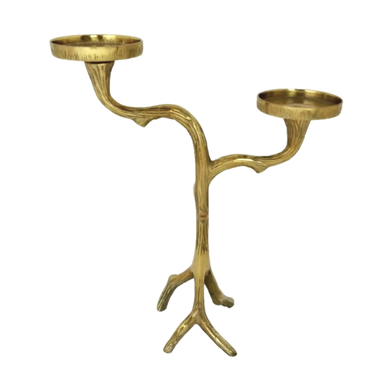 Kerzenleuchter 2 arm | Aluguss gold |