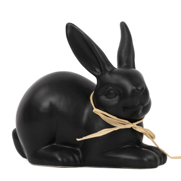 Hase schwarz matt | Porzellan mit Schleife M |