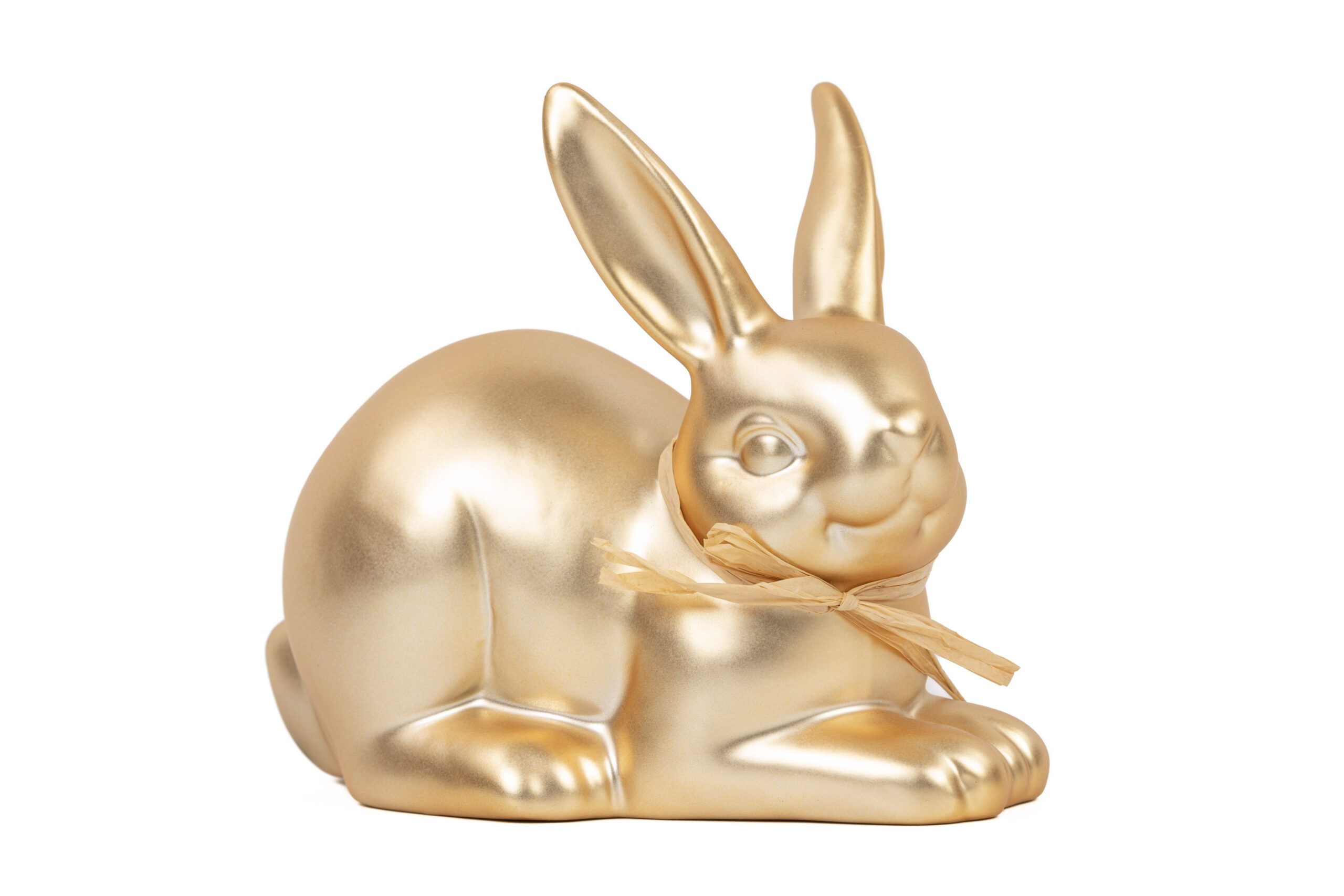 Hase gold matt | Porzellan mit Schleife M |
