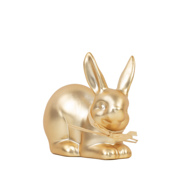 Hase gold matt | Porzellan mit Schleife S |