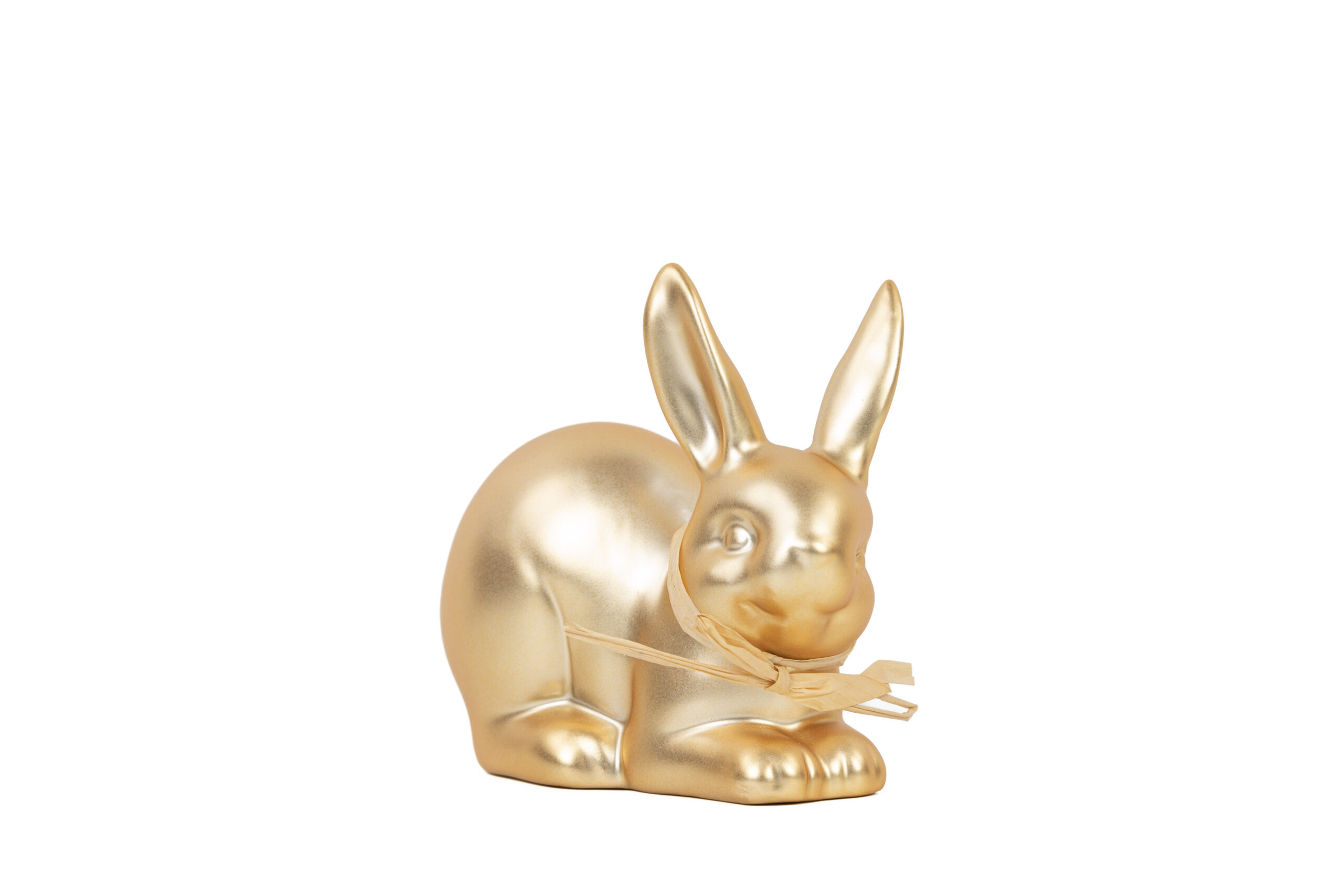 Hase gold matt | Porzellan mit Schleife S |