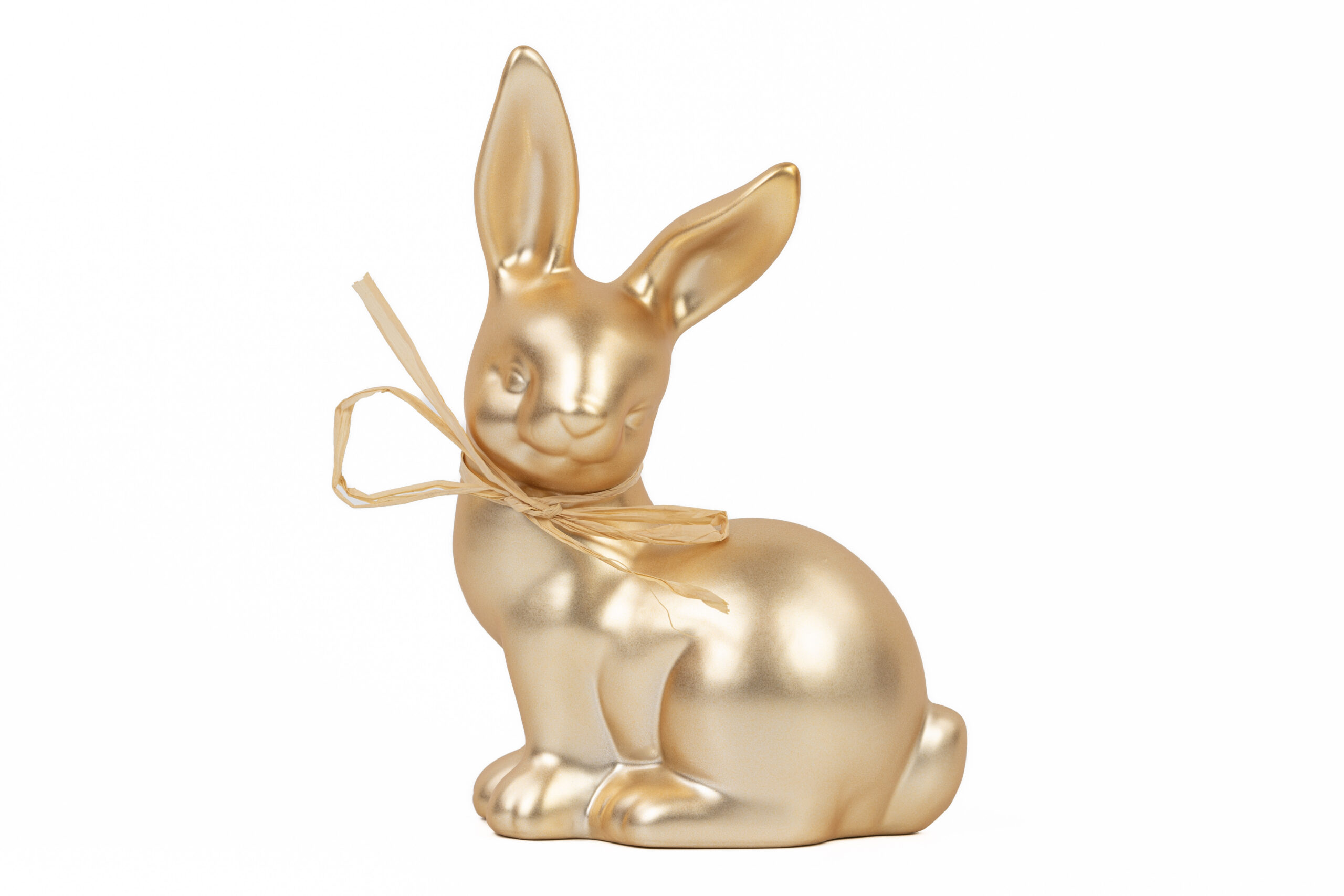 Hase sitzend gold matt | Porzellan  mit Schleife S |