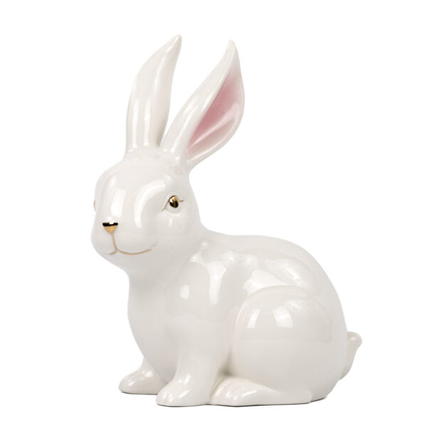 Hase weiß sitzend | Porzellan L |