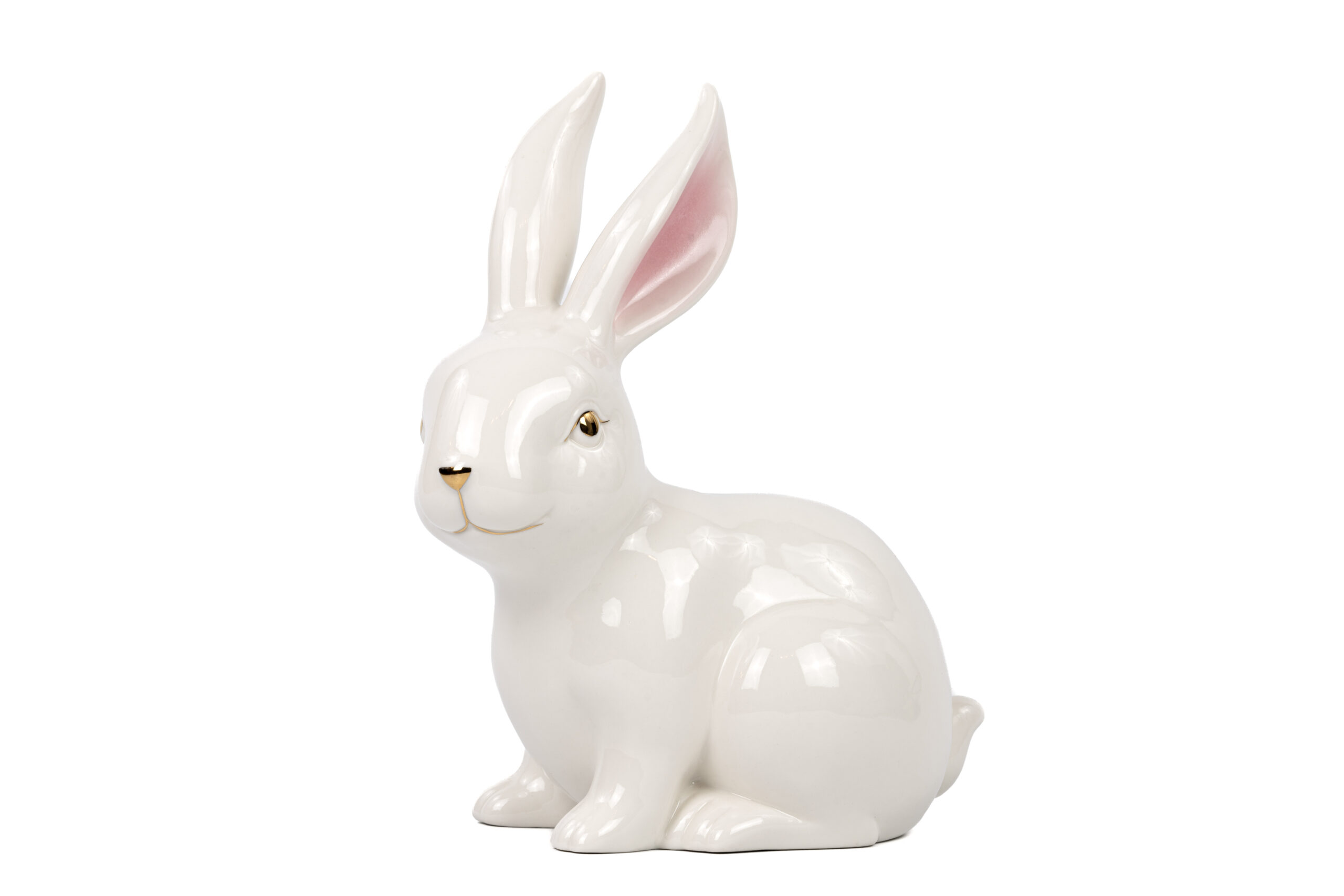 Hase weiß sitzend | Porzellan L |